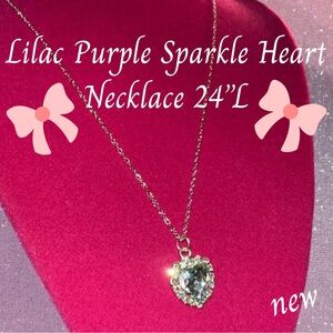 Bedazzled Lilac Purple Gemstone Heart Necklace Sterling Silver 925 Valentines